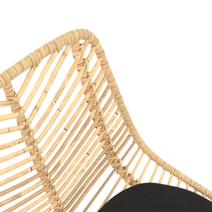 Lot de 2 chaises pour îlot central 66 cm en rotin naturel et noir - Tamara