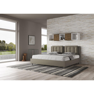 Lit king size sans sommier rembourré 180x200 similicuir cappuccino Annalisa