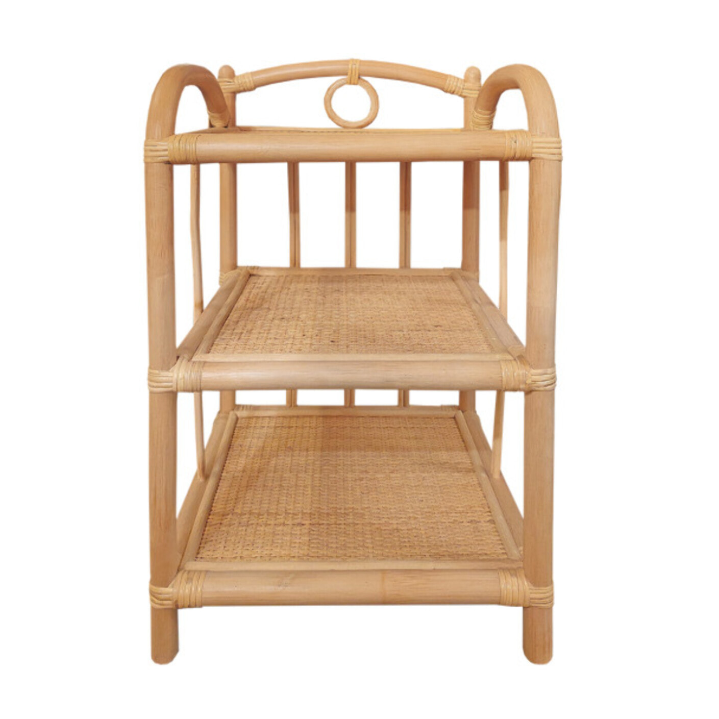 Petite étagère d'appoint H. 55 cm en rotin naturel avec 3 tablettes - KALO