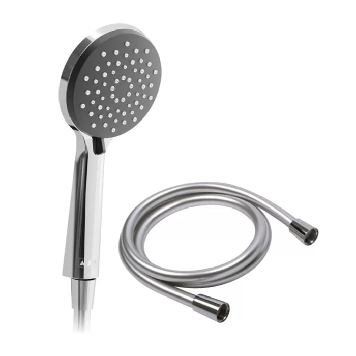 Pommeau de douche MSV Isao Ø 100 mm avec flexible 150 cm – 3 fonctions – Économie d'eau 69 % – Chromé