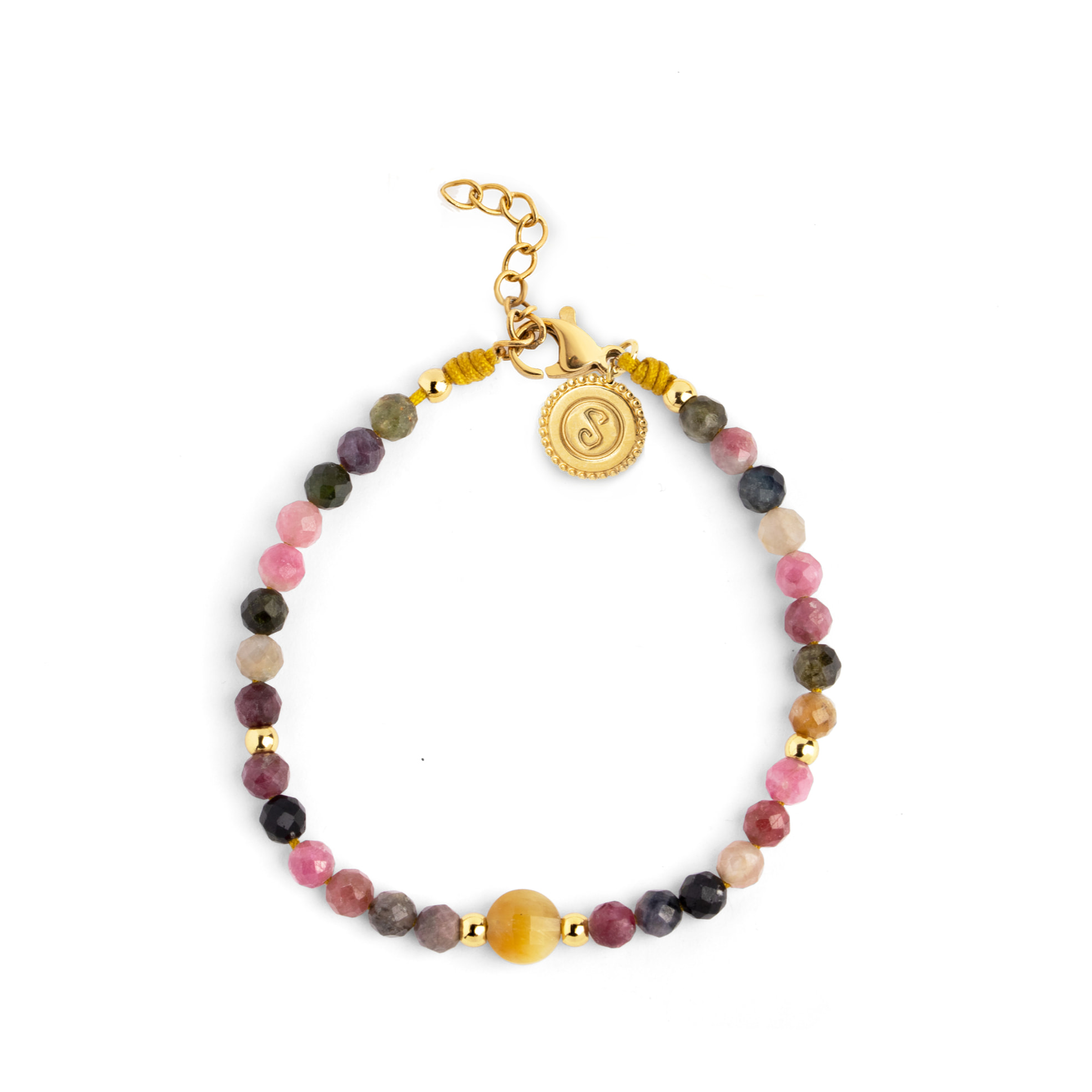 Pulsera Amulet Cats Eye Acero Baño Oro