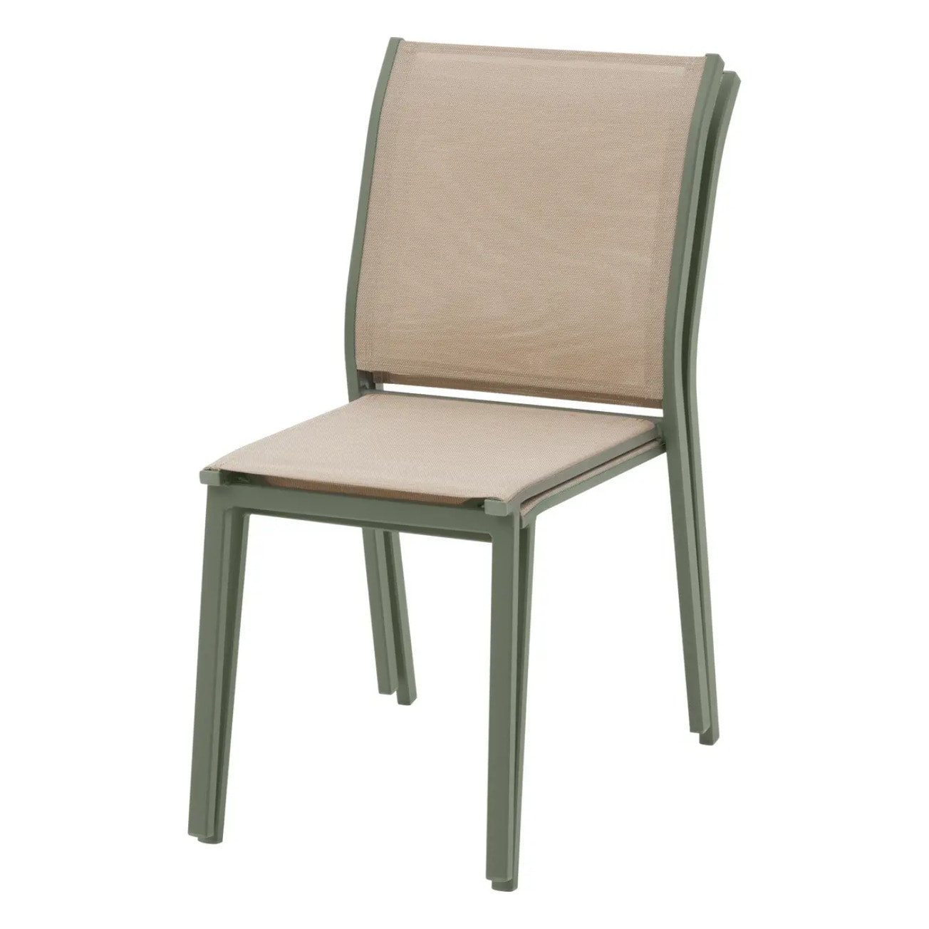 Chaise de jardin empilable "Essentia" lin & vert laurier aluminium et texaline