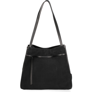 Borsa a spalla da donna Made in Italy - Modello Seraphina Elite - Pelle scamosciata - 35.0 x 35.0 x 16.0 cm