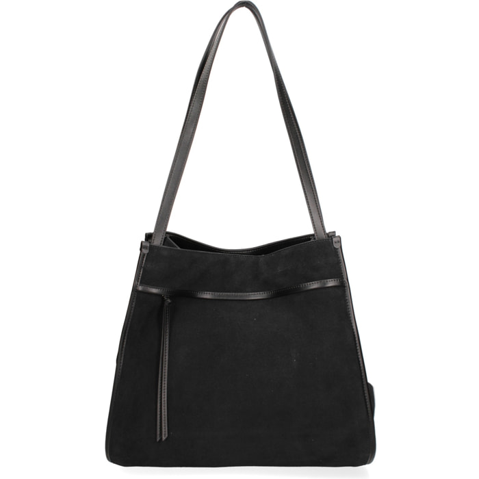 Borsa a spalla da donna Made in Italy - Modello Seraphina Elite - Pelle scamosciata - 35.0 x 35.0 x 16.0 cm