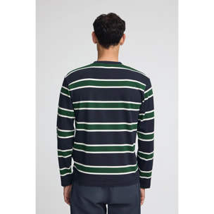 Camiseta Carter con rayas azul marino y verde botella con parche personalizado Polo Club