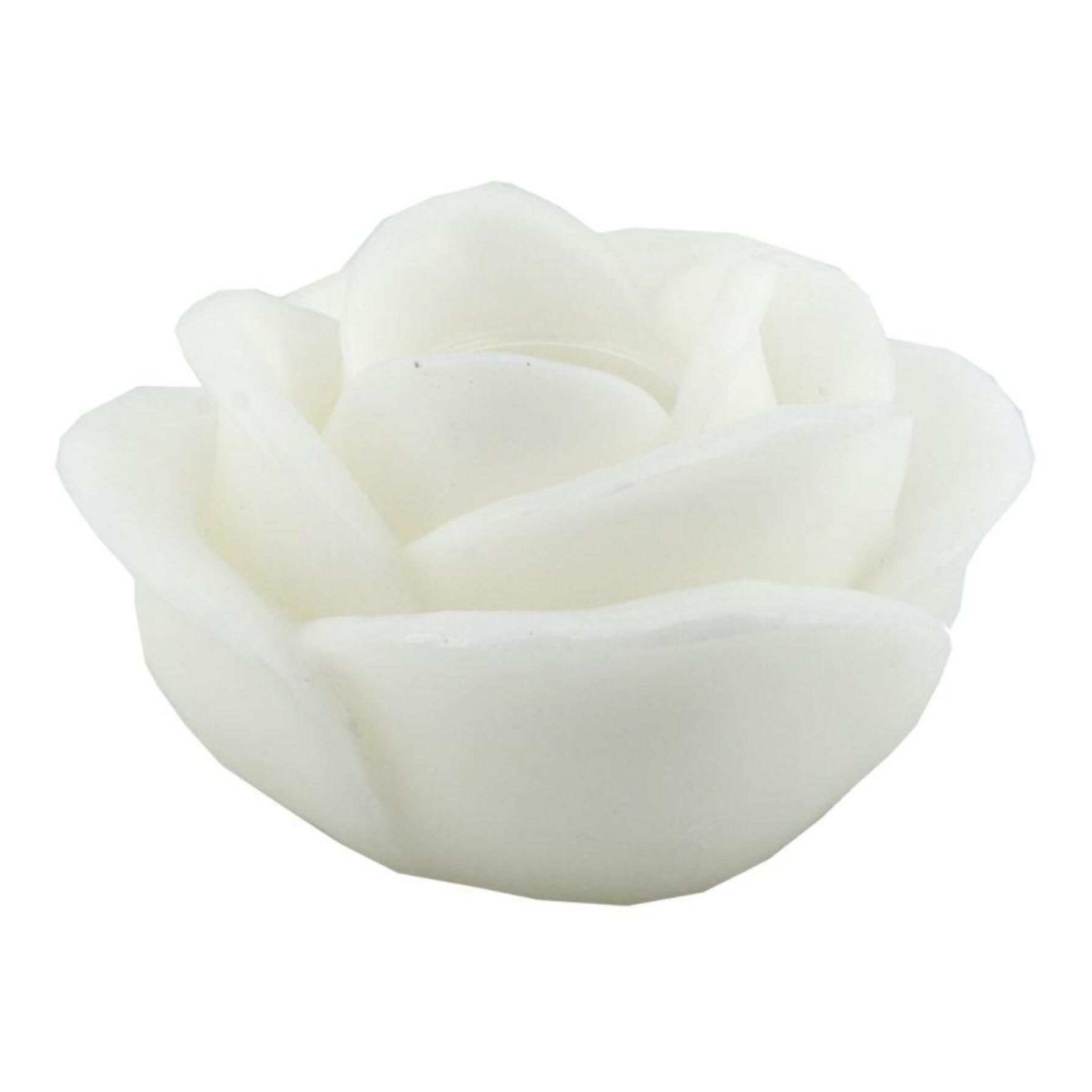 Candela con led a forma di rosa bianco fontana cmø32h20