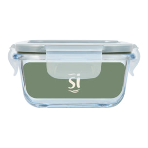 Hermético cuadrado transparente vidrio borosilicato con tapa hermética