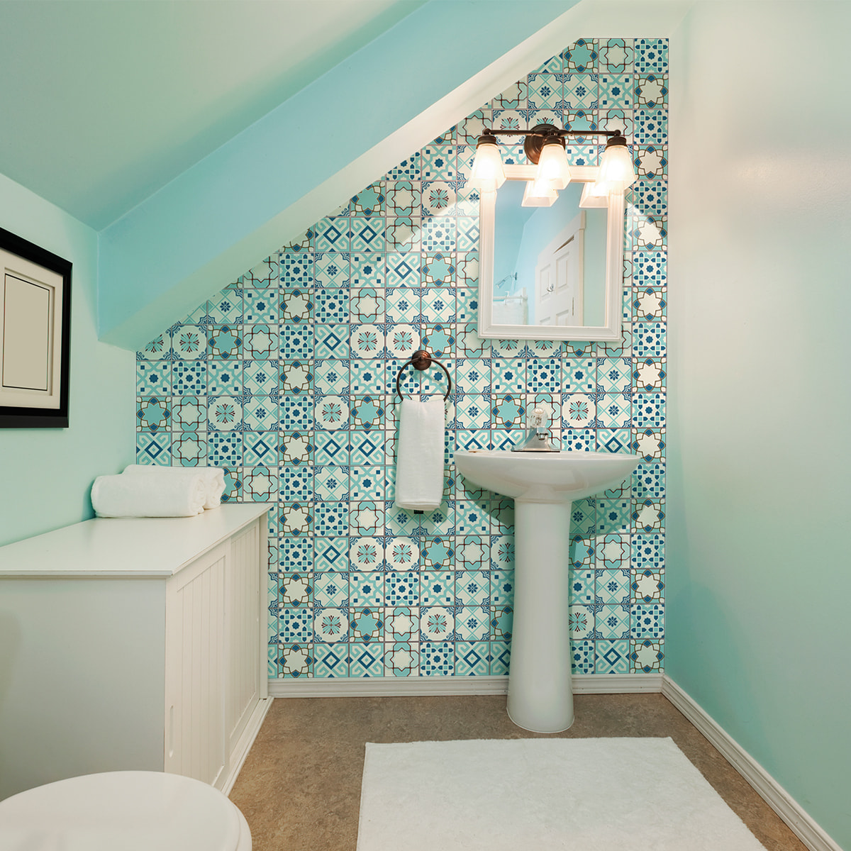 Stickers muraux - Sticker Mural Carrelage adhésif Cuisine Salle de Bain - 60 STICKERS CARRELAGES AZULEJOS VINCIANO