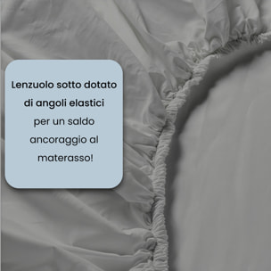 COMPLETO LETTO WATER WASHED, 100% Microfibra, No Stiro - GRIGIO CHIARO