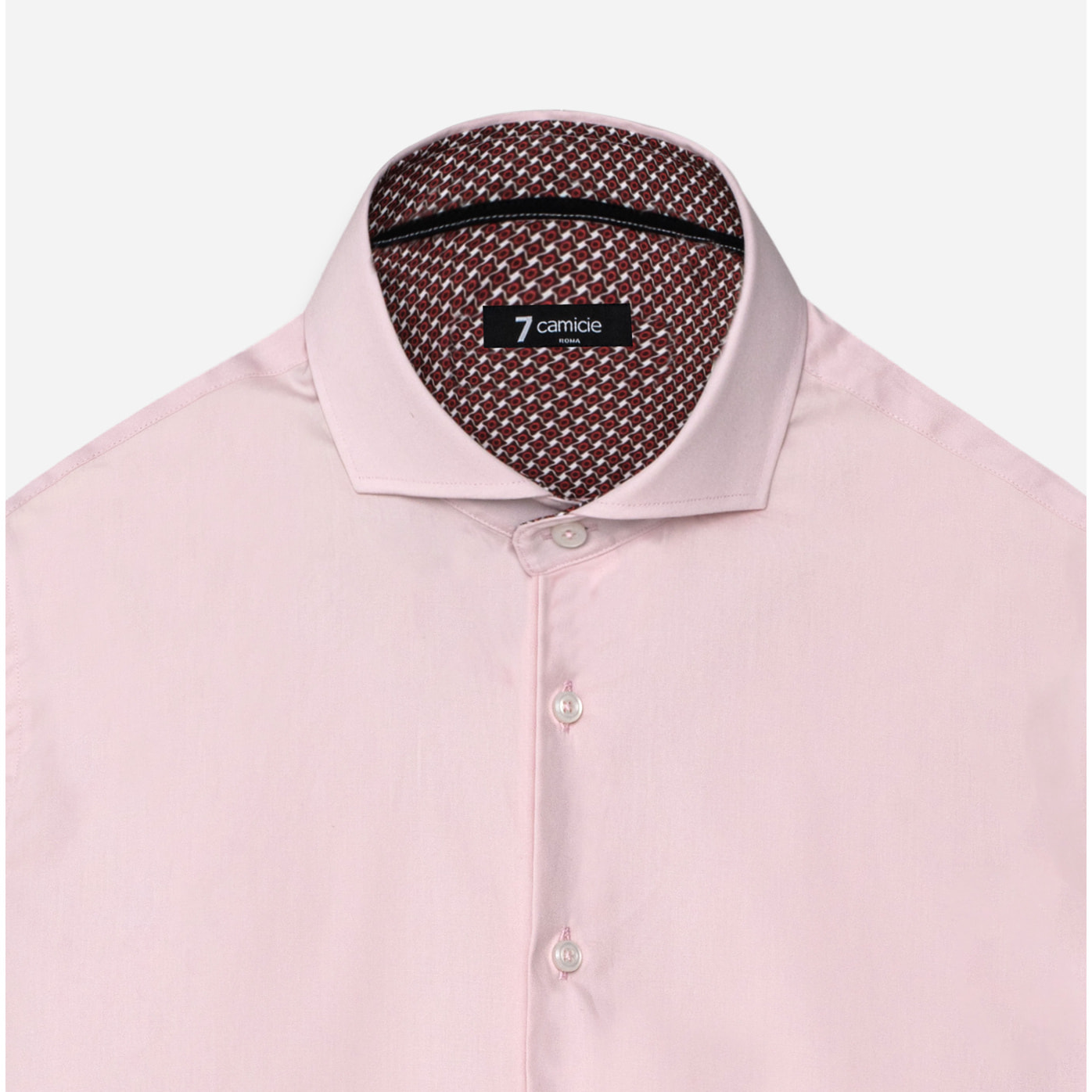 Camicia Uomo 1 Bottone Francese Slim Popeline Stretch Unito Rosa
