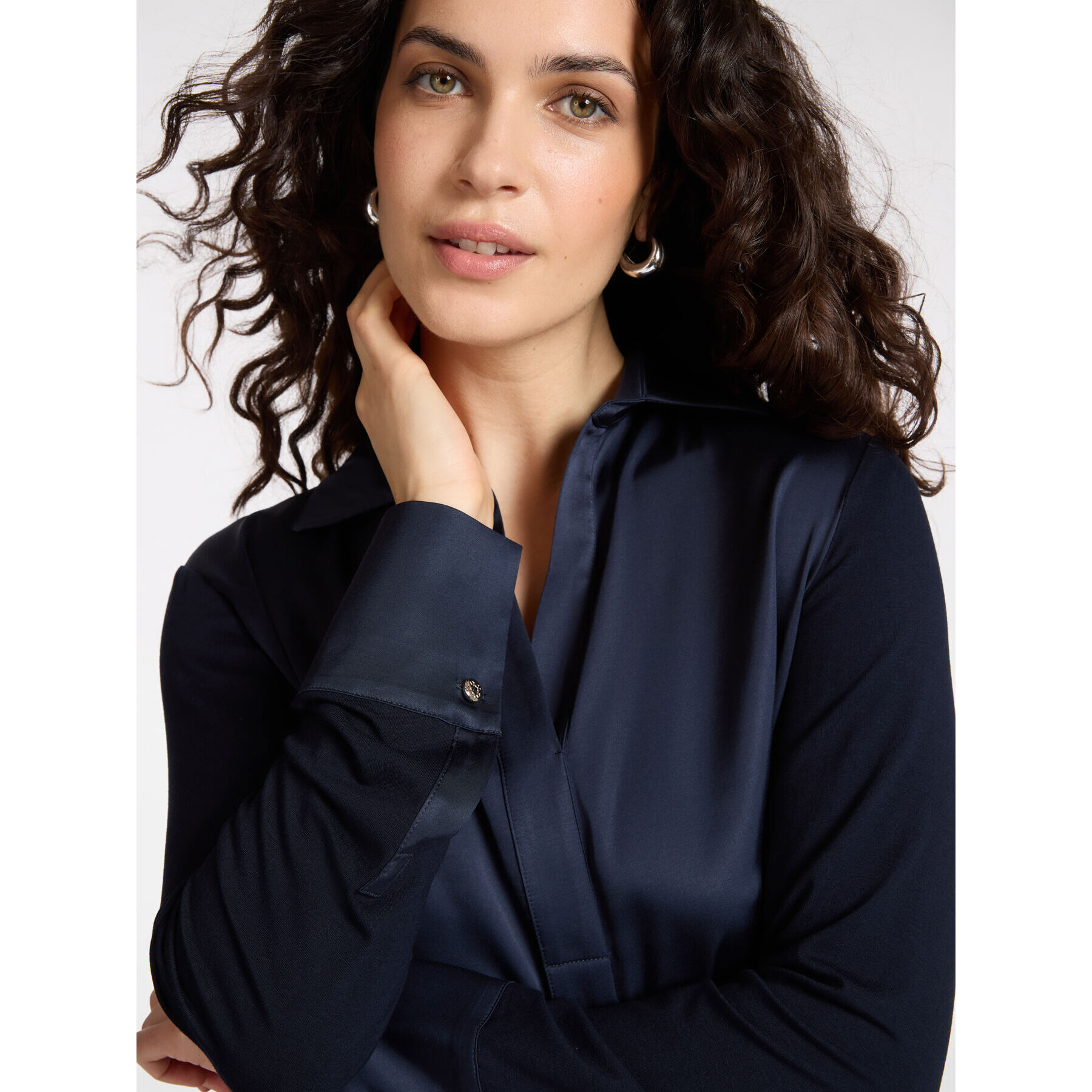 Elena Mirò - T-shirt polo in due tessuti - Blu