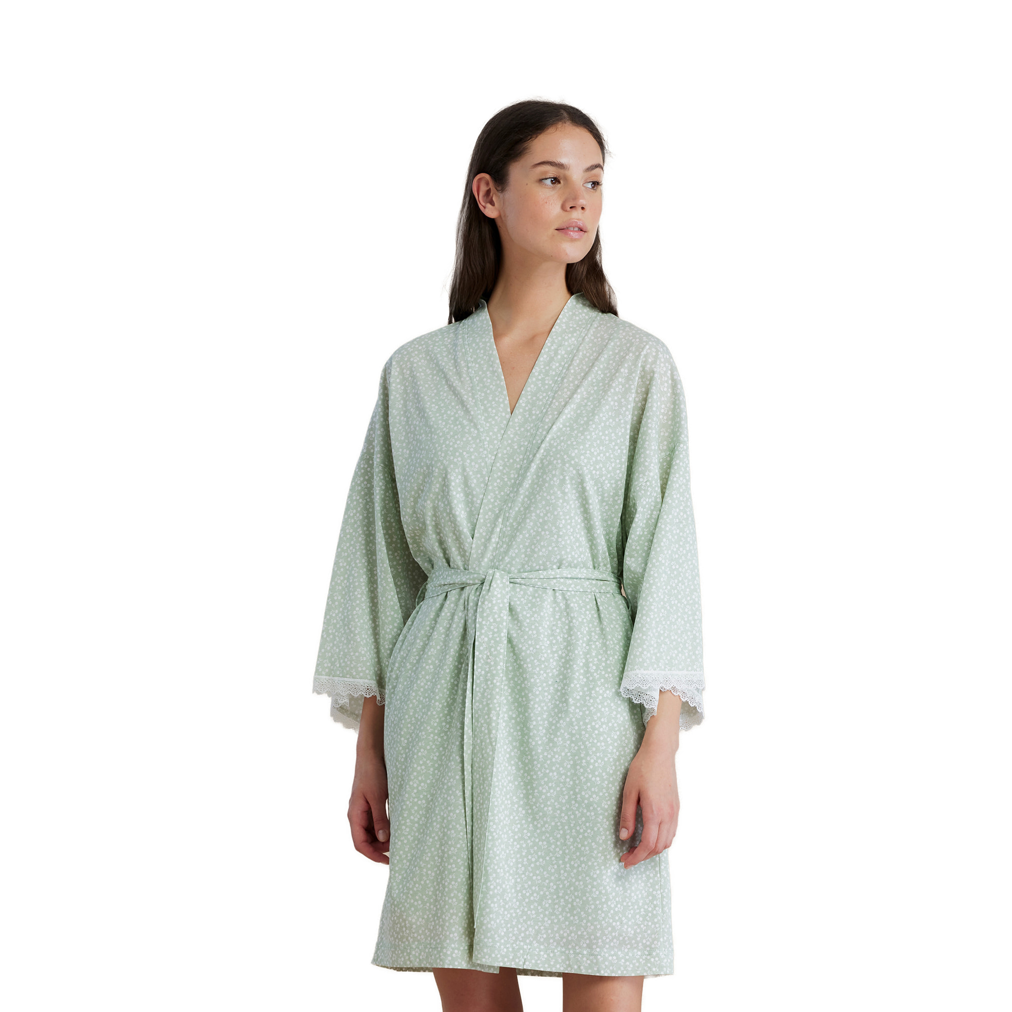 Vestaglia donna in cotone con manica 3/4 e cintura in vita articolo cherry bloom Noidinotte