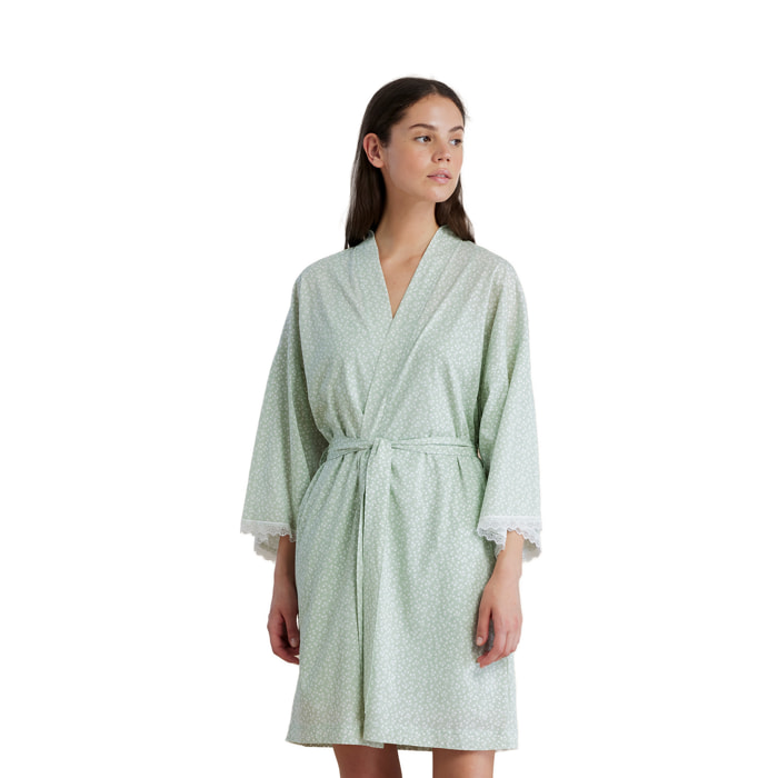 Vestaglia donna in cotone con manica 3/4 e cintura in vita articolo cherry bloom Noidinotte