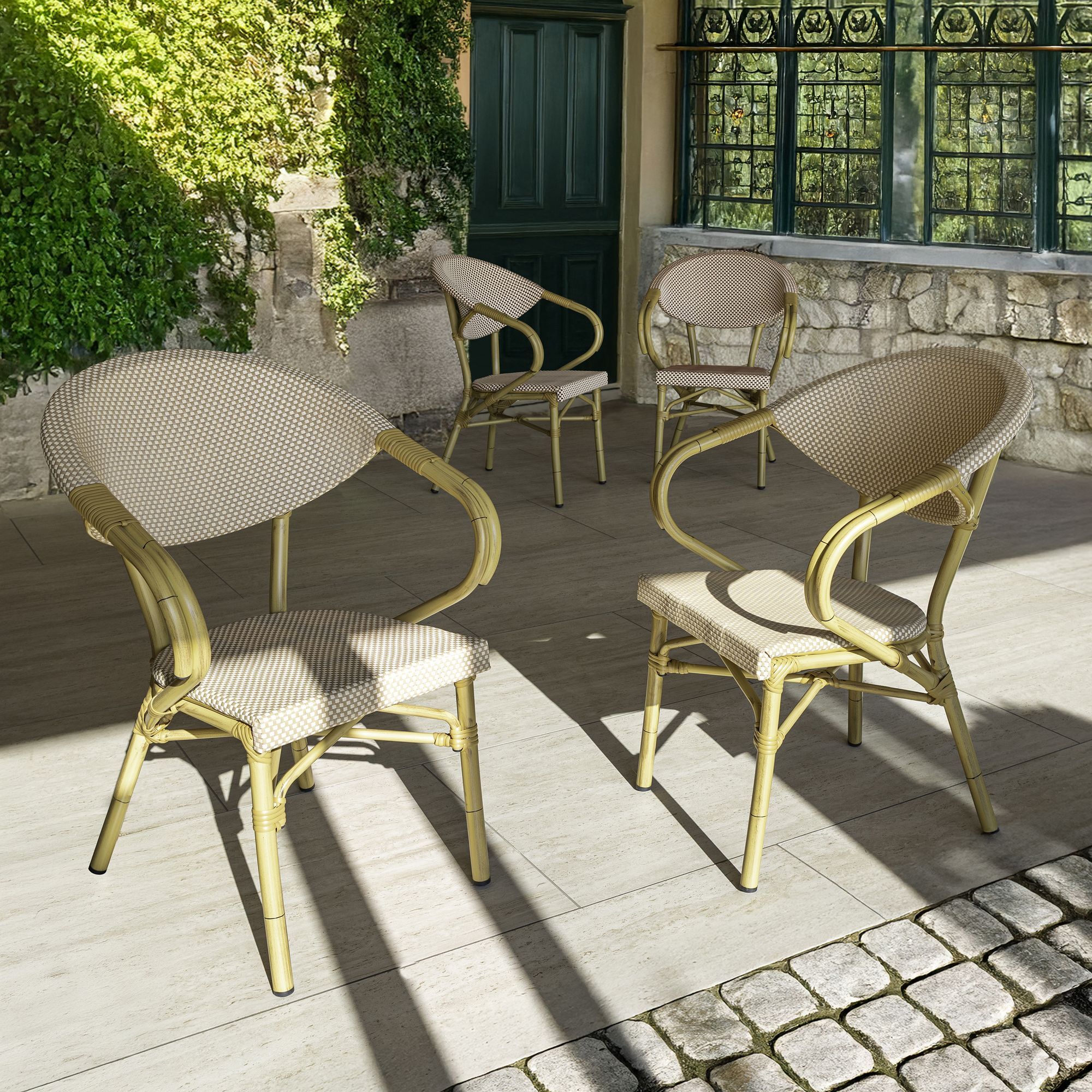 Lot de 2 fauteuils de table extérieur en textilène beige AMALFI