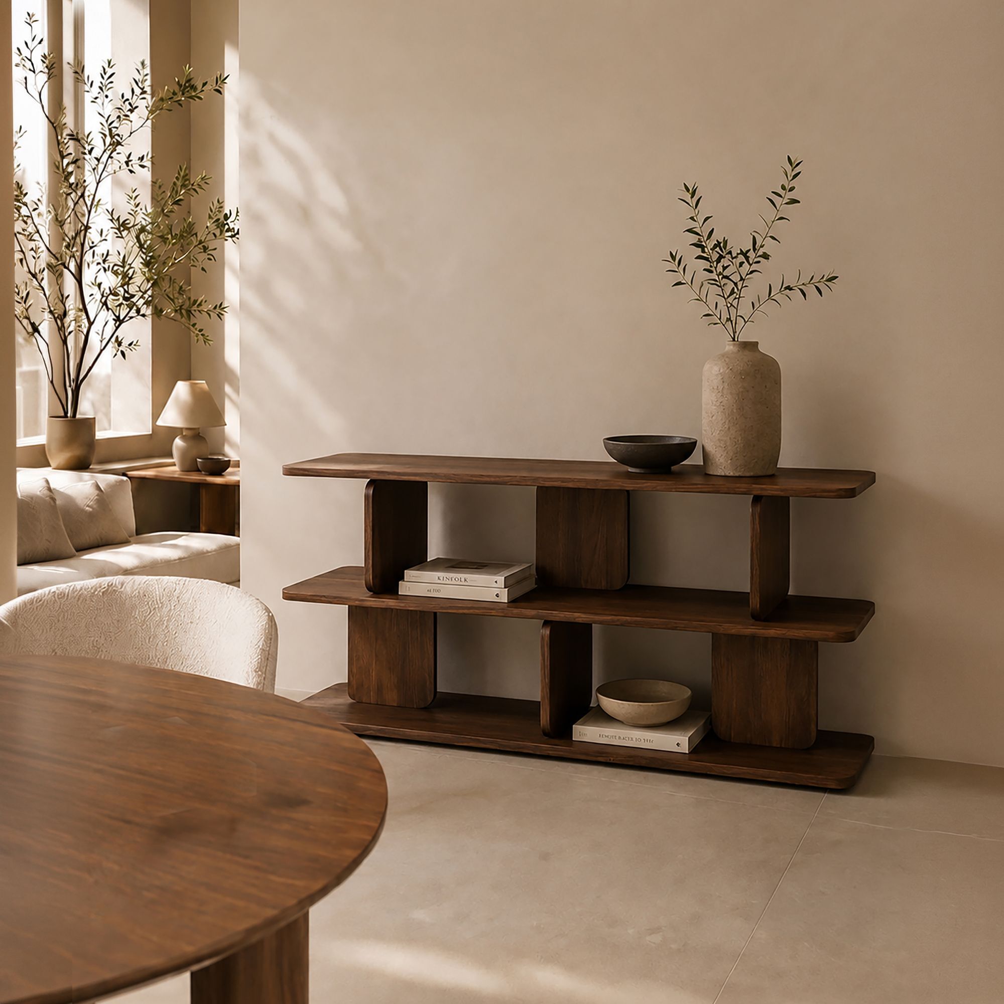 Meuble d'appoint haut effet bois marron OREE