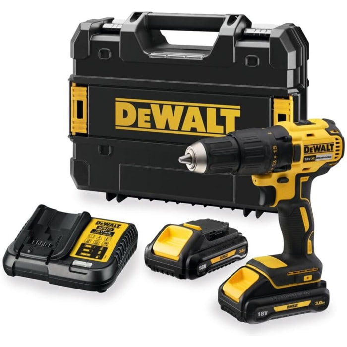 Perceuse visseuse sans fil livrée avec 2 batteries 3 Ah, 1 chargeur et un coffret TSTAK - DEWALT - DCD777L2T-QW