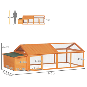Poulailler nichoir porte toit ouvrable 4 à 8 poules bois pré-huilé
