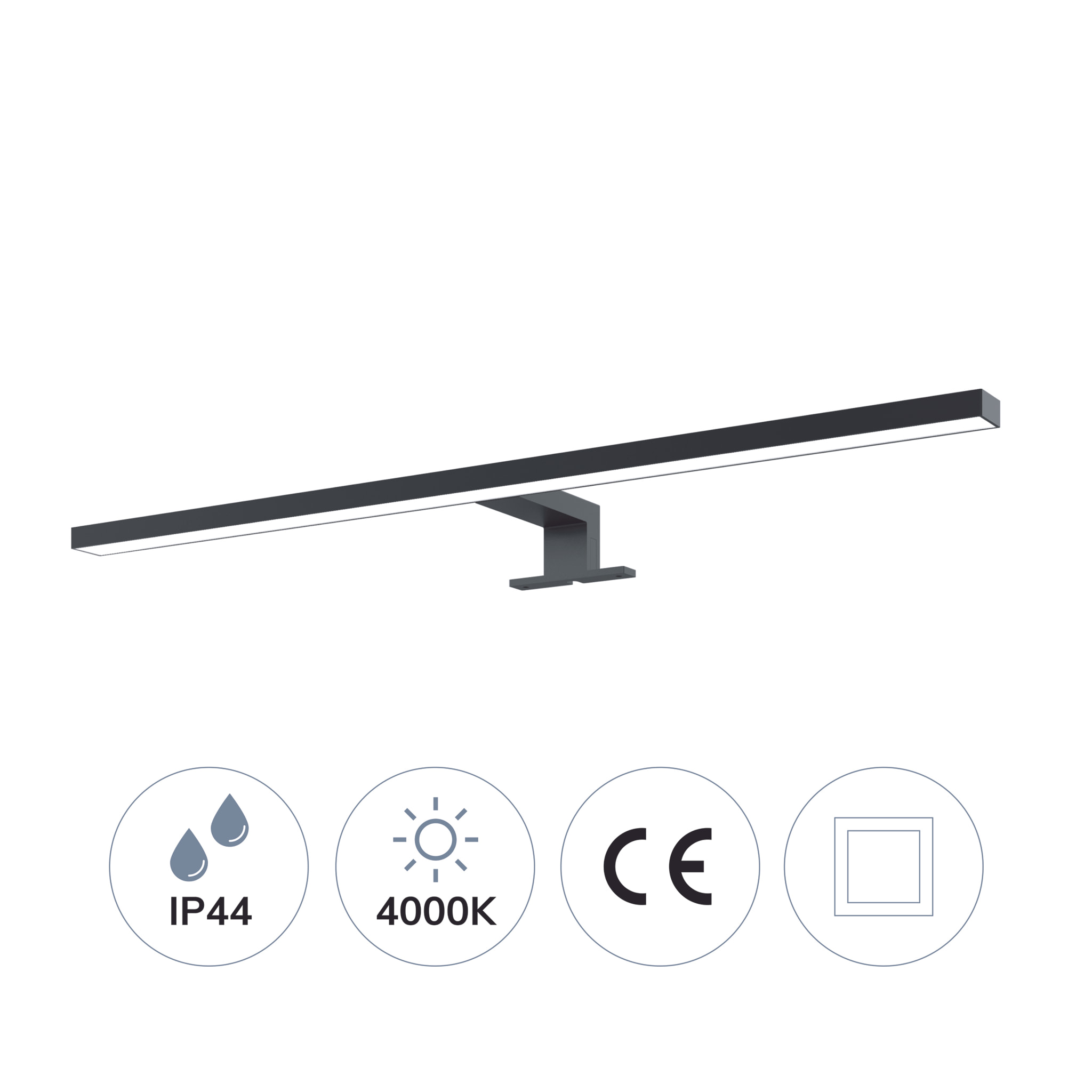 Illumination de salle de bain Applique led Alday, 60cm noir