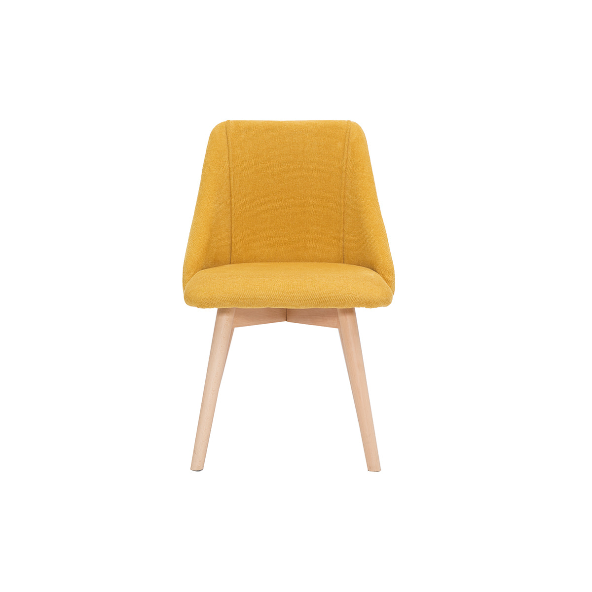 Chaises scandinaves en tissu effet velours texturé jaune moutarde et bois clair (lot de 2) HIGGINS