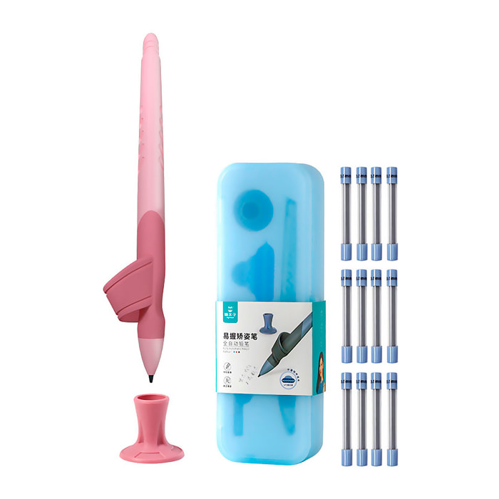 Portaminas diseño exclusivo con corrector/protector ergonómico de posición silicona y soporte. Estuche minas 5-7 mms.
