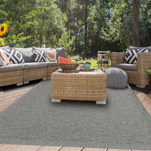 Tapis exterieur PUKET EX Gris 67x180 en polypropylène doux et soyeux