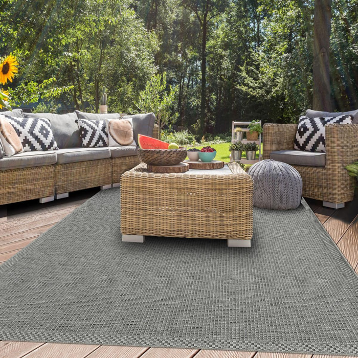 Tapis exterieur PUKET EX Gris 67x180 en polypropylène doux et soyeux