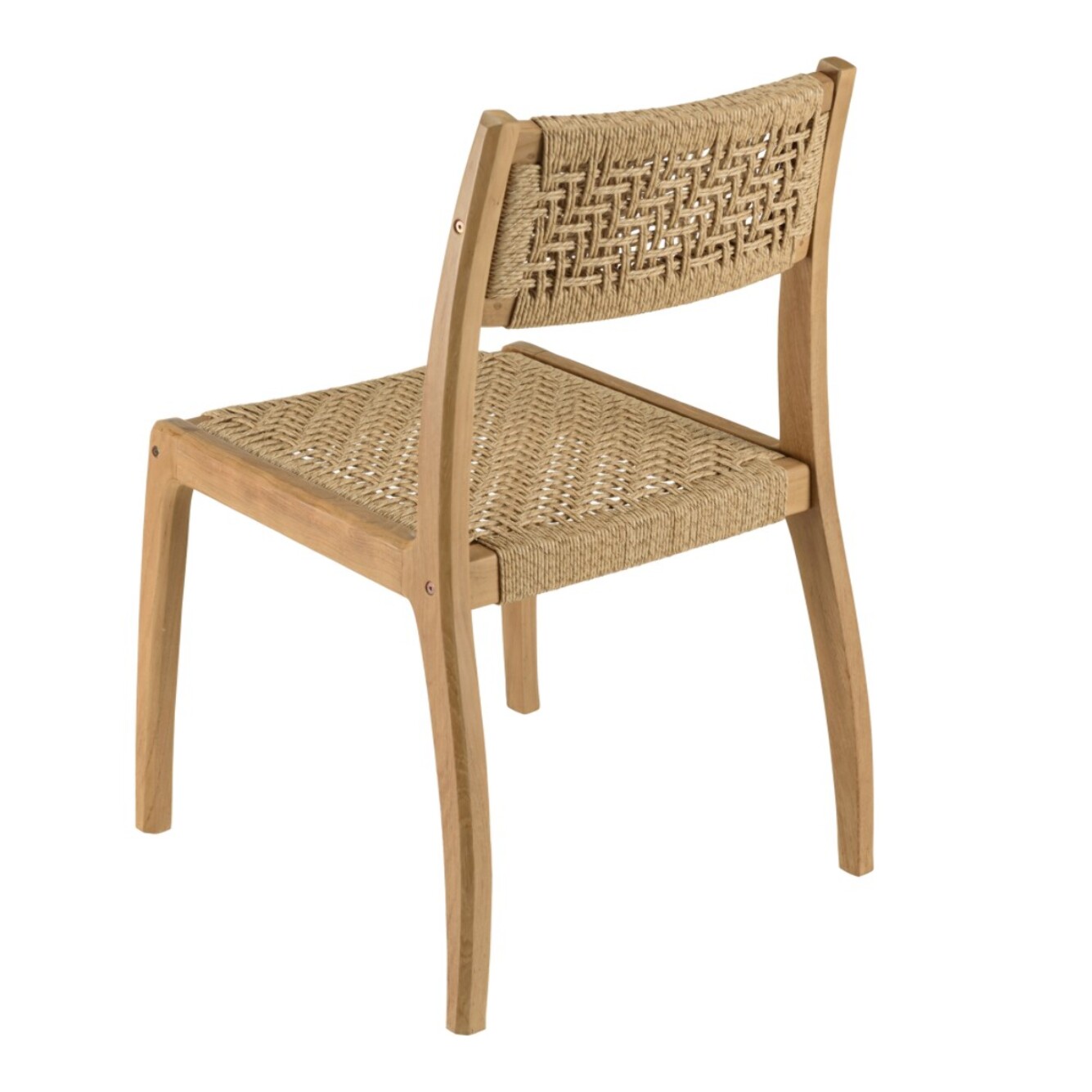 VALERIA - Lot de 2 chaises jardin teck rotin synthétique tressé beige