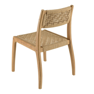 VALERIA - Lot de 2 chaises jardin teck rotin synthétique tressé beige