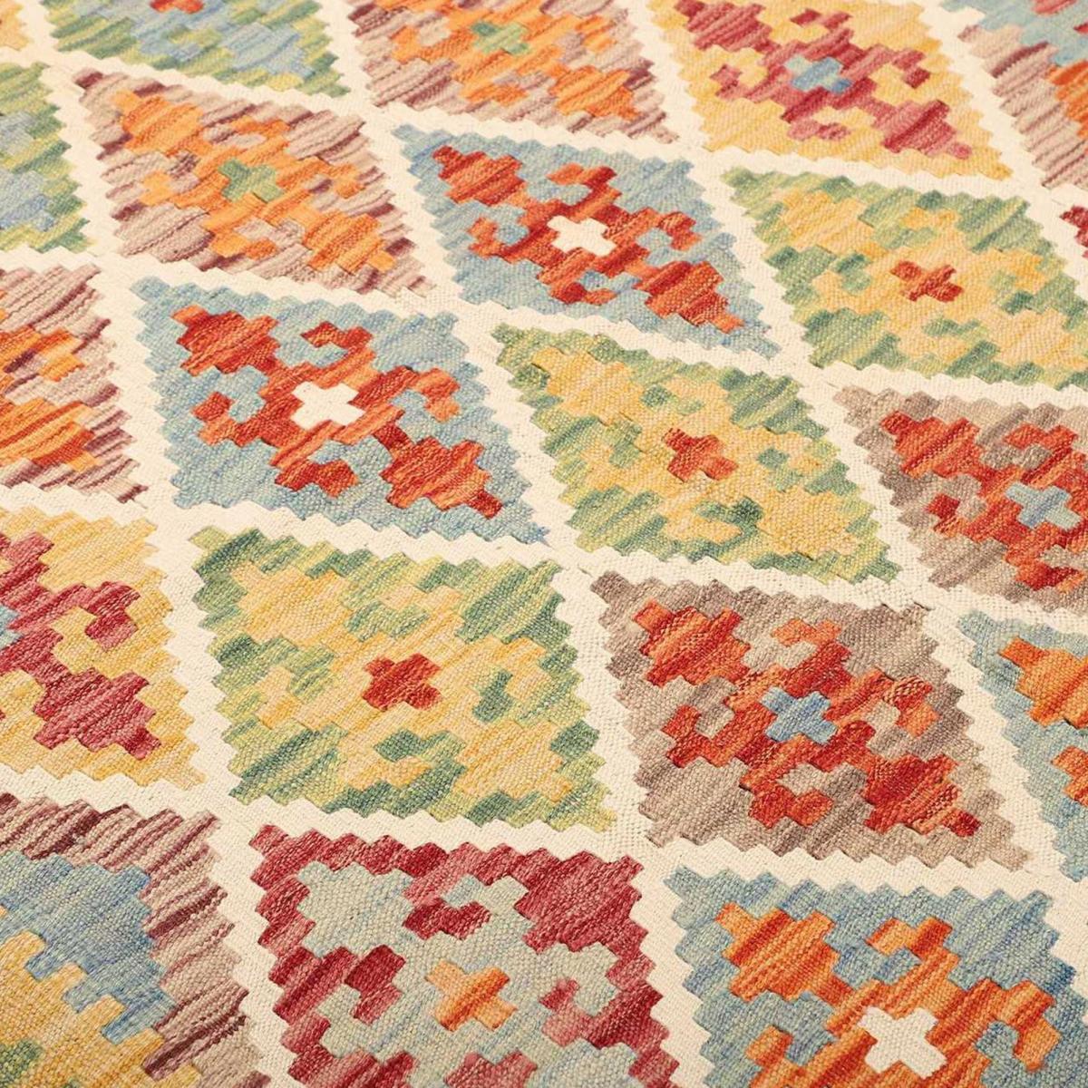 Tapis kilim géométrique, tissé plat en laine, VEZIZE