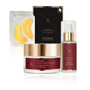 SERUM DE RETINOL + HIDRATANTE DE NOCHE CON RETINOL + ALMOHADILLAS DE PARCHE DEBAJO DE LOS OJOS