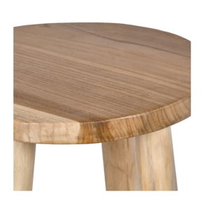 Tabouret de bar rond artisanal 65 cm de haut en bois de teck - MUFASA