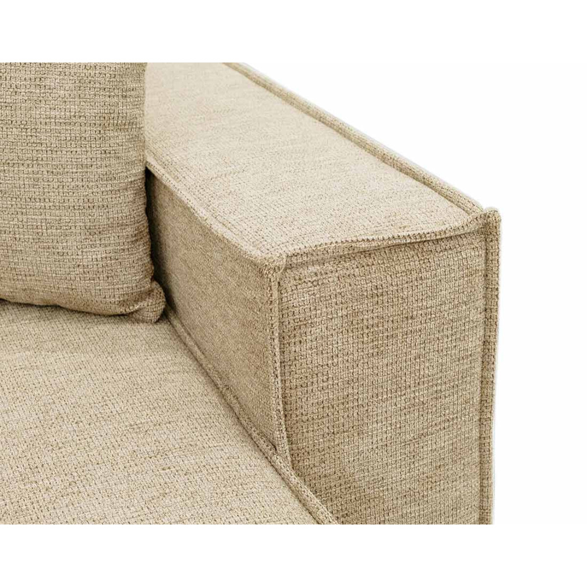 Cezanne - Canapé panoramique en U 7 places convertible avec coffre en tissu texturé - Beige