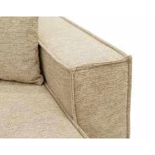 Cezanne - Canapé panoramique en U 7 places convertible avec coffre en tissu texturé - Beige