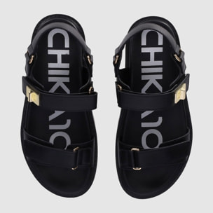 Sandalias - Negro - Tacón: Bajo