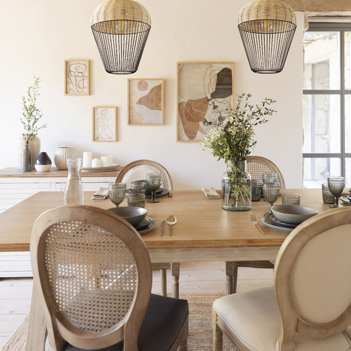 Buffet 2 portes "Olbia" en métal & acacia 110x45cm blanc