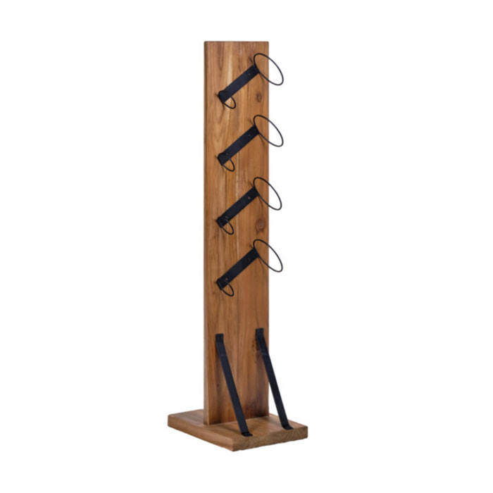 Range bouteilles 4 cases H106 cm en bois de teck et métal noir - SHOKO