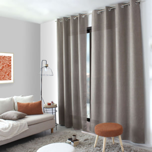 Rideau à oeillets en velours chenillé - Taupe