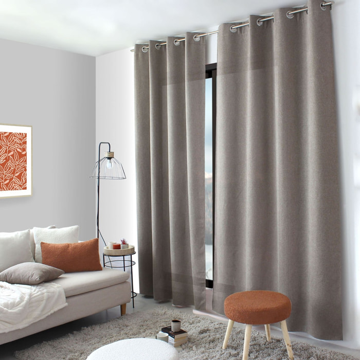 Rideau à oeillets en velours chenillé - Taupe