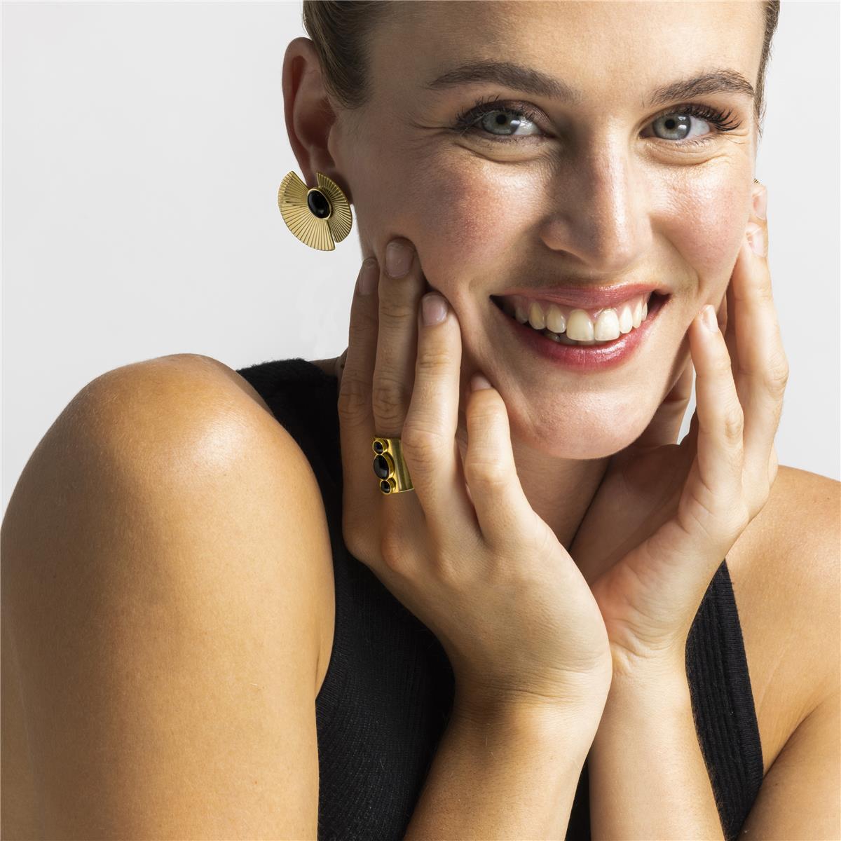 Pendientes con Onix acabado oro 18k