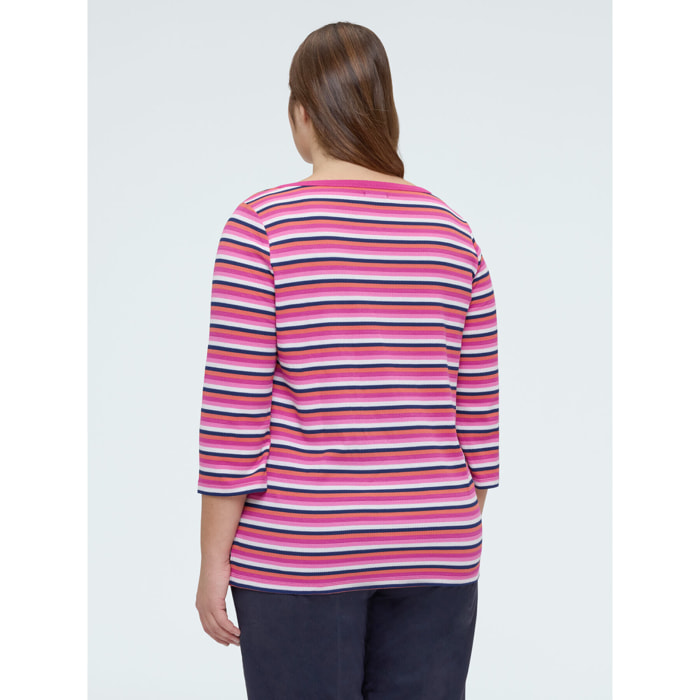 Fiorella Rubino - Camiseta de punto de rayas multicolor - Fuchsia