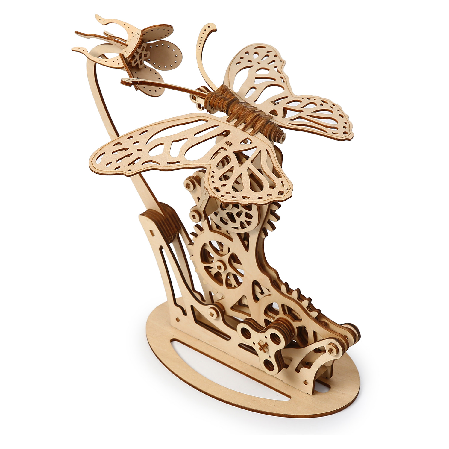 Modello in Legno 3D, design della Farfalla con movimento meccanico. 138 pezzi.