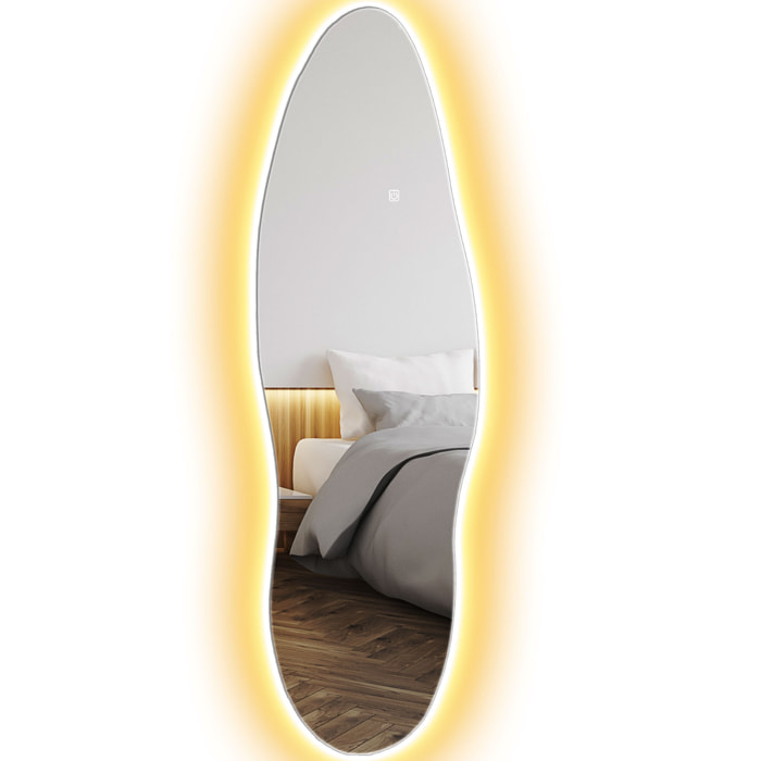 Espejo de Cuerpo Entero con Luces LED 120x40 cm Espejo de Pared sin Marco con Iluminación de 3 Colores Función de Memoria y Táctil Inteligente Transparente