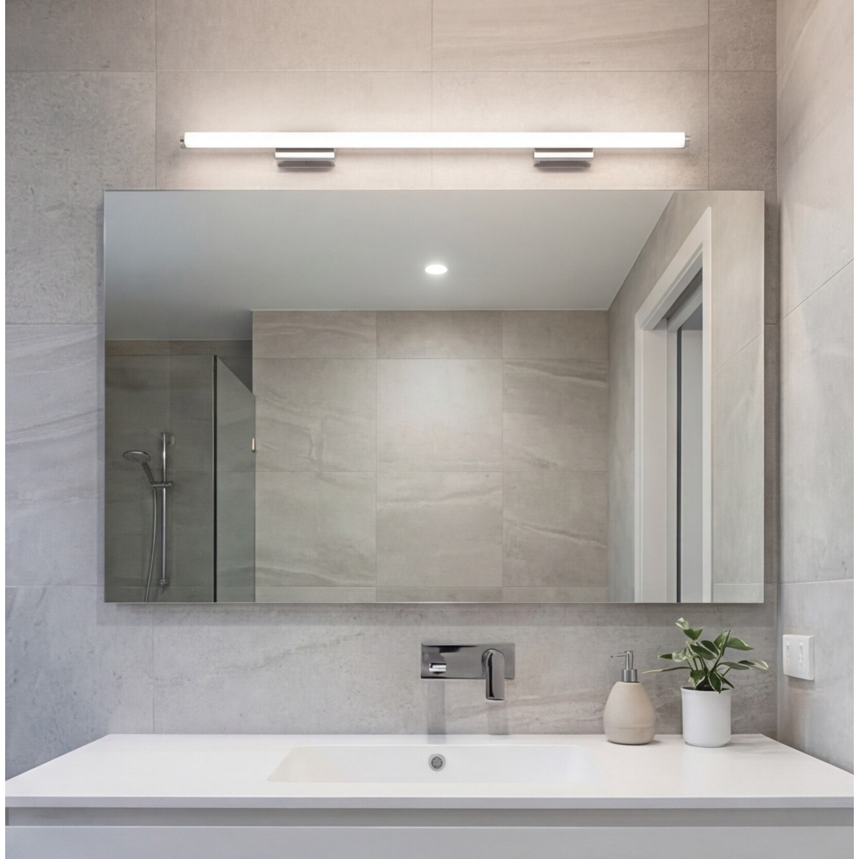 LEDS C4 Baño IP44 Toilet Slim 1232mm LED 43.6 Blanco cálido - 3000K ON-OFF Cromo 3472lm
