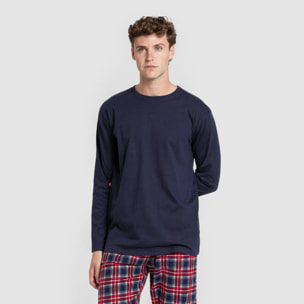 Pijama hombre franela Cuadro Tuc  Azul Marino