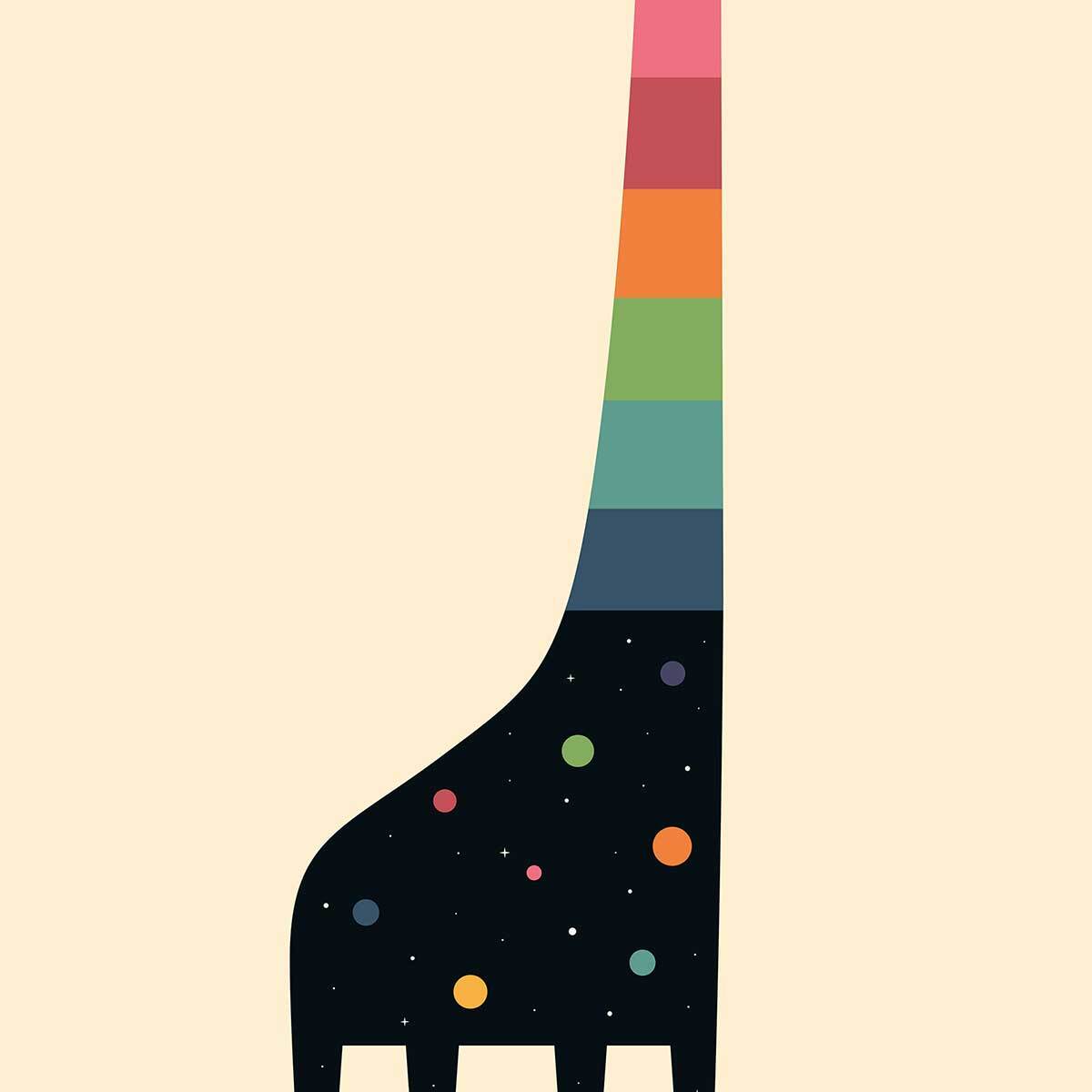Affiche enfant girafe galaxie  Affiche sous cadre bois