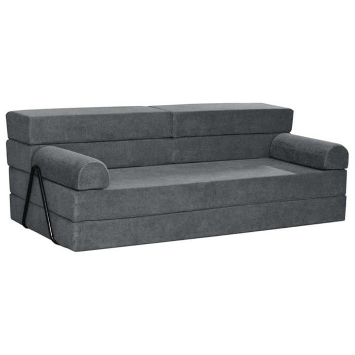 Astral - Canapé 3 places convertible en velours texturé - Gris