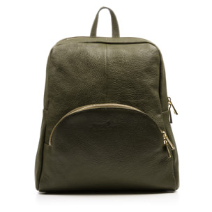 FIRENZE ARTEGIANI Monastier Borsa zaino da donna. Vera pelle Dollaro Made in Italy 28x8x32 Cm. Colore: verde scuro