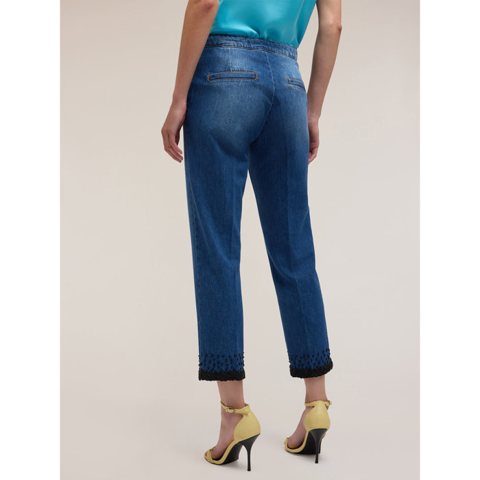 Motivi - Vaqueros chinos con bordado de cuentas - Azul