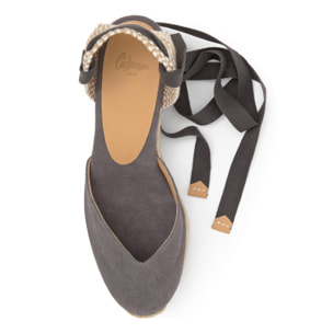 Alpargata de cuña Chiara en algodón orgánico lavado con cierre de cintas