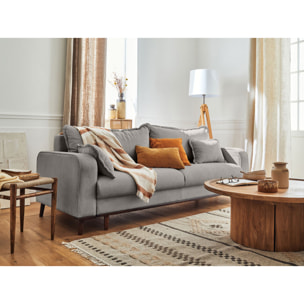 Albane - canapé 3 places - convertible avec coffre - en velours côtelé - Gris clair